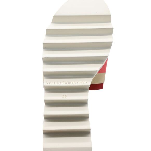 Stella Mccartney Color Block Platform Slides in White Faux Leather - Picture 7 of 8